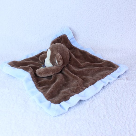 First Impressions MONKEY Plush Security Blanket Lovey Brown Blue 12.5" x 12.5" - Picture 4 of 6